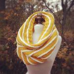 Alpaca Wool Texture Striped Cowl - Yellow And..