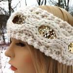 Flapper Girl Sequin Headband Earwarmer - Ivory And..