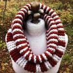 Chunky Infinity Cowl Scarf With Stripes - Rust And..