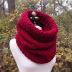 Oversized Chunky Cowl Snood Hood Scarf - Cranberry..