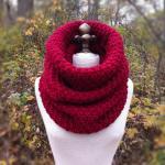 Oversized Chunky Cowl Snood Hood Scarf - Cranberry..