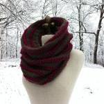 Alpaca Wool Texture Striped Cowl - Taupe And..