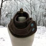 Infinity Scarf Cowl With Vintage Covered Buttons -..