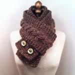 Infinity Scarf Cowl With Artisan Buttons - Barley