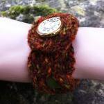 Cable Bracelet Cuff With Watch Face Button And..
