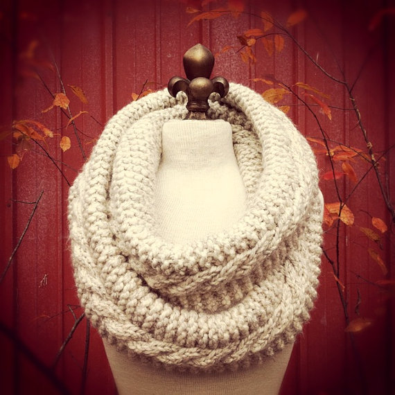 Chunky Infinity Scarf Loop Cowl - Wheat - Made To Order