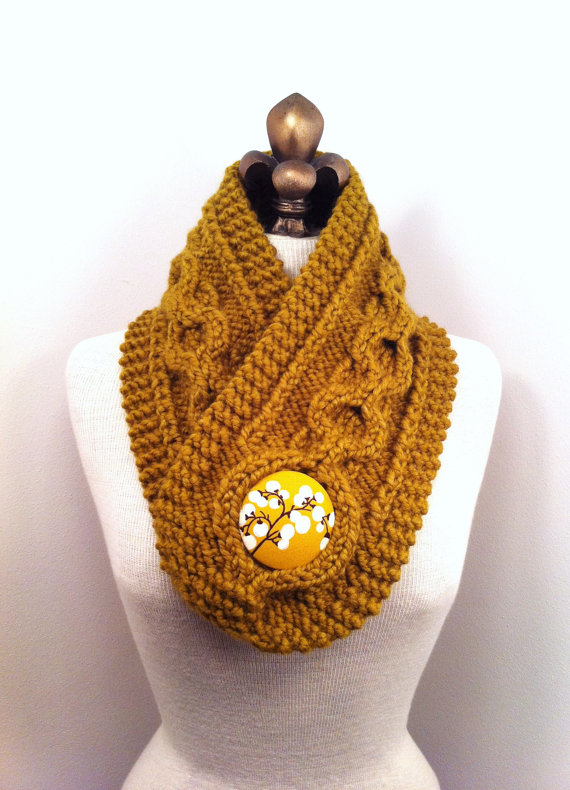 Warmer With Giant Covered Button - Golden Olive - Made To Order