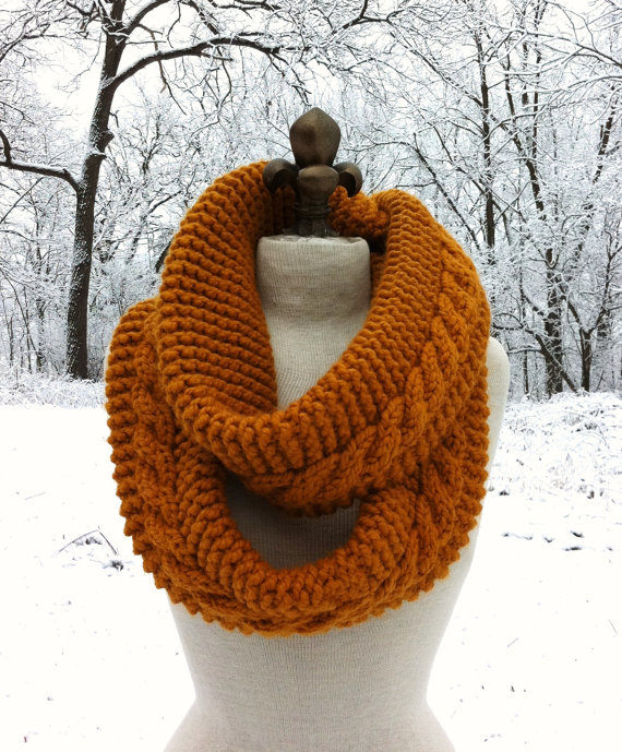 Chunky Infinity Scarf Loop Cowl - Butterscotch - Made To Order