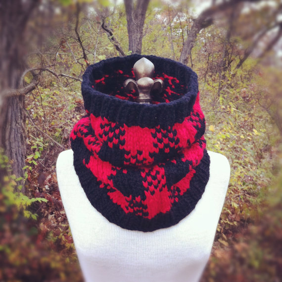 Buffalo Check Plaid Cowl - Red And Black - Made To Order
