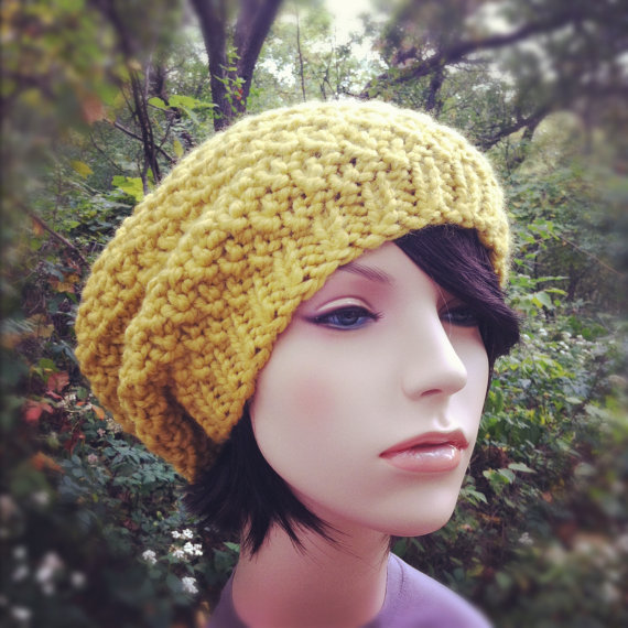 Chunky Textural Super Slouch Hat - Citron - MADE TO ORDER on Luulla